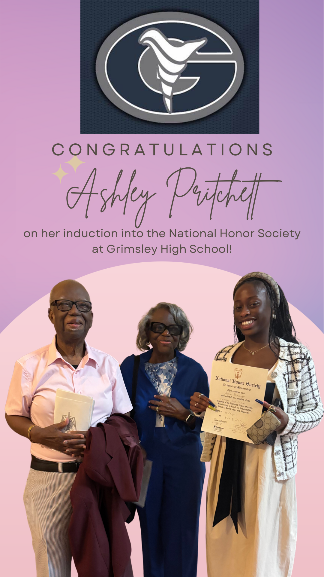 Ashley Pritchett holding award